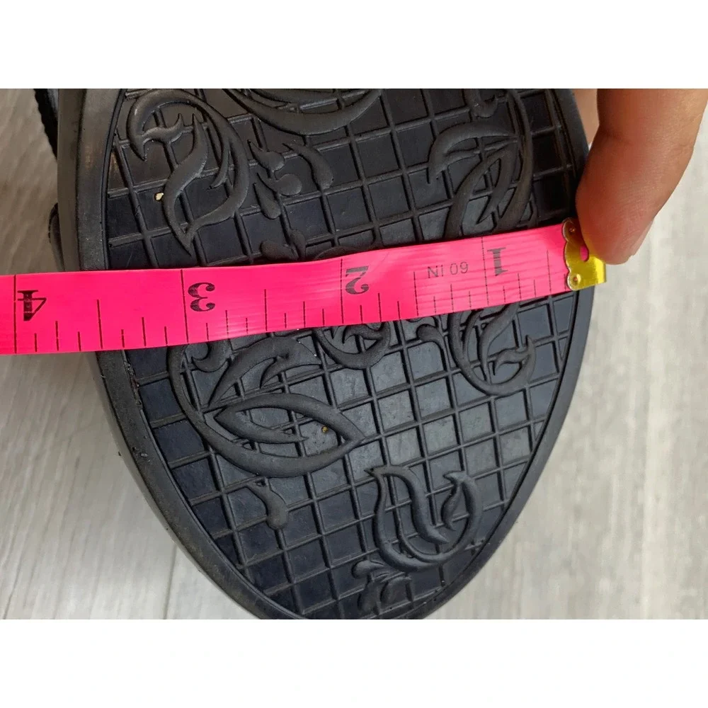 Dansko Black Patent Leather Floral Applique Wedge Slide Sandals Women's 11